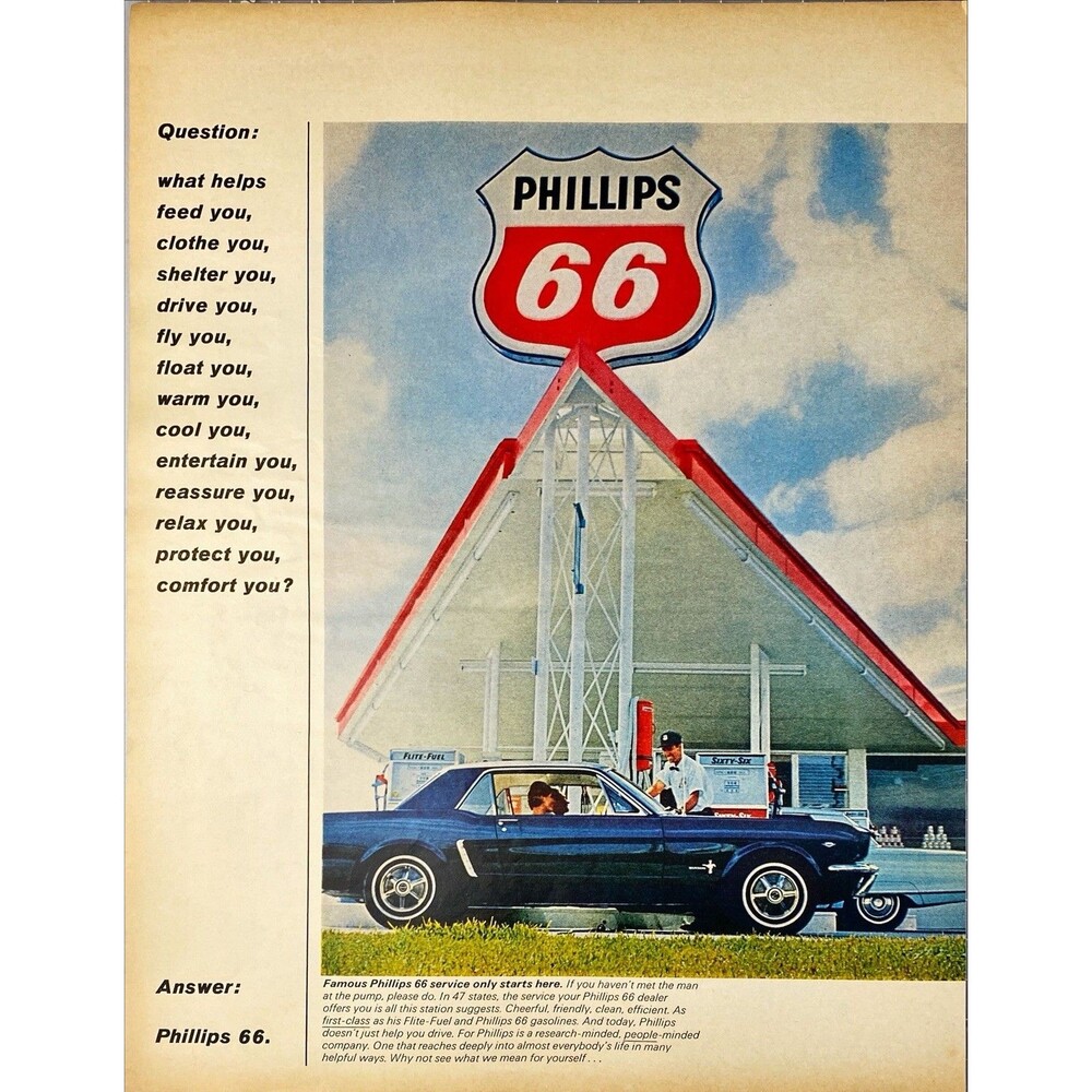 Phillips 66 Service Station "If you haven'y Meet the man at the Pump"Vtg Ad 1965